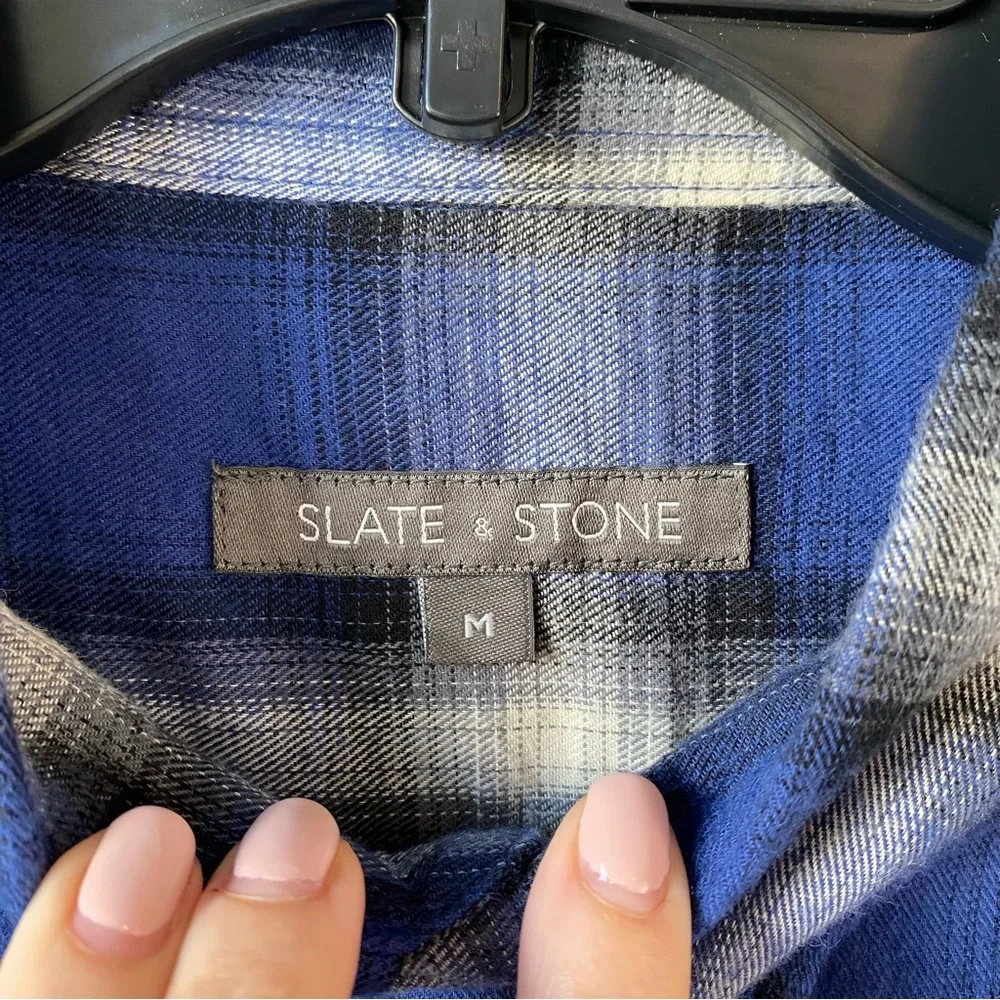 Slate & Stone‎ Western Plaid Flannel Shirt Blue M
